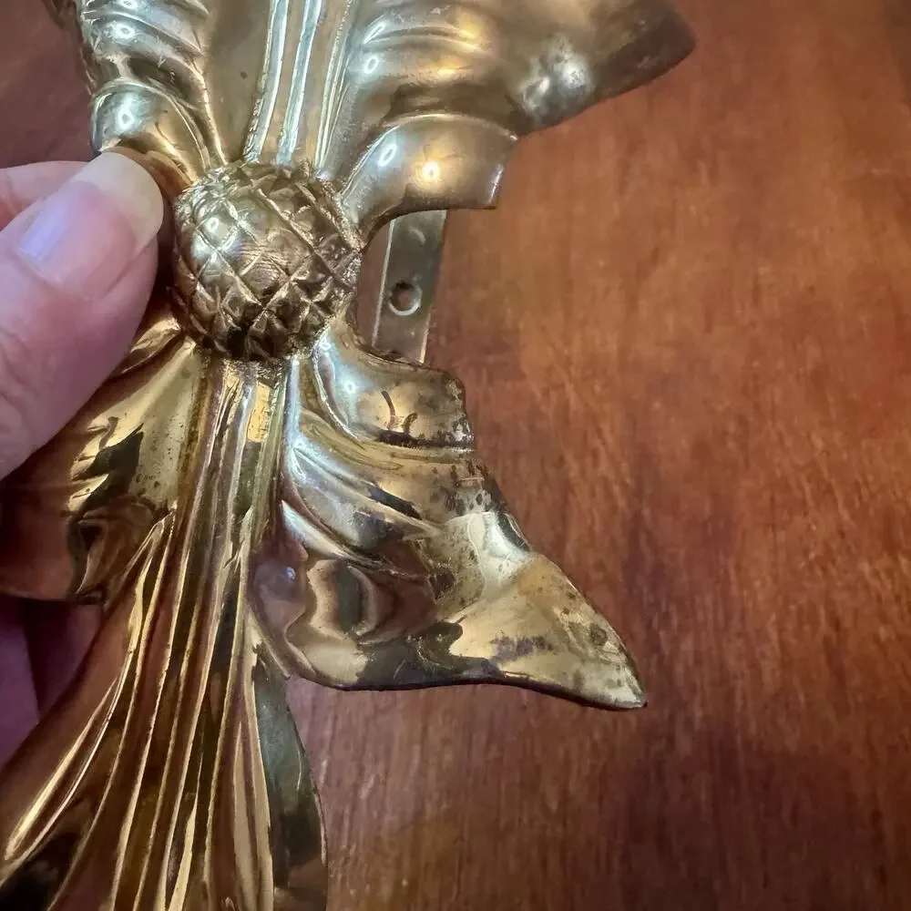 Vintage Brass Curtain Tiebacks Pair Ornate Bow Floral Drapery Holdbacks India